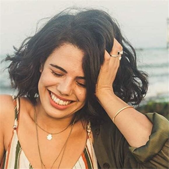 PEARL Dainty Gold Bar Bracelet for Women Simple Delicate Thin Cuff Bangle Hook - Picture 4 of 7